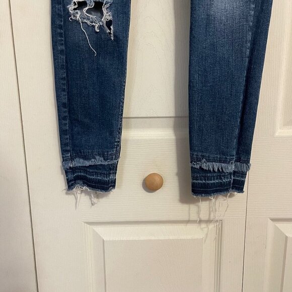 Silver Company Womens Distressed Dark Wash Aiko Skinny Raw Hem Jeans Size 26 26 - Picture 5 of 11